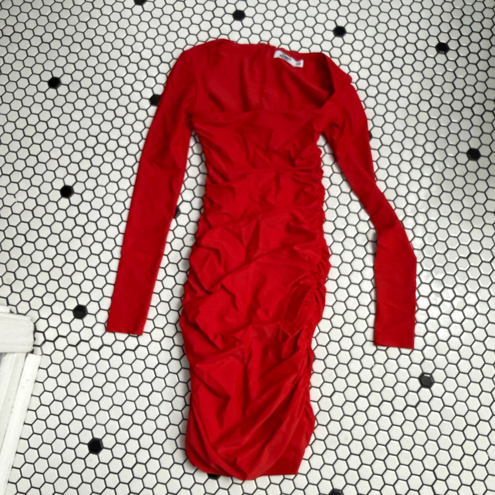 Tiger Mist Vibrant Red ruched mini dress size XS